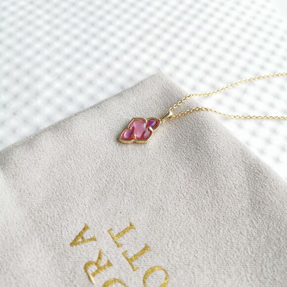 Kendra Scott Gold Light Burgundy Framed Abbie Necklace NEW - Picture 2 of 4